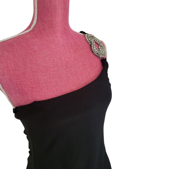 Taboo vintage Y2k Black Bodycon Rhinestone party sexy Mini Dress - Picture 6 of 15